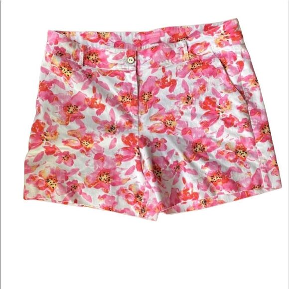 Issac Mizrahi Pink Floral Shorts Size 16 - Picture 1 of 5